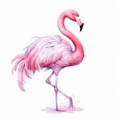 Naklejka premium Watercolor pink flamingo isolated