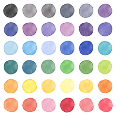 Watercolor rainbow dots, Watercolor paint blobs, Hand draw watercolor spots, Colorful watercolor painted dots, Text background 