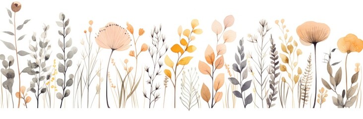 Watercolor flowers isolated