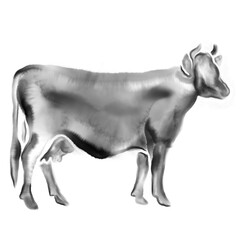 Watercolor Cow Beef Meal Choice Icon Illustration