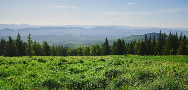 Russia Bashkortostan. The second peak of the Southern Urals is a large mountain Iremel, a view from the mountain of the suktash.