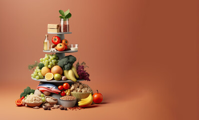 Balanced diet food background advertising banner made with Generative AI