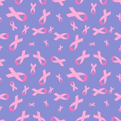 Breast cancer month seamless pink ribbon day mammogram pattern for wrapping paper and media accessories