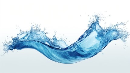 3d render, blue water jet, wavy splash clip art isolated on white background twisted liquid shape, splashing wave generative AI