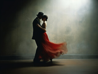 Passionate woman and man dancing tango - obrazy, fototapety, plakaty