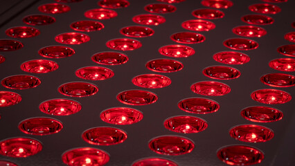detail of red light therapy panel for skin health, pain relief, recovery and muscle performance and...