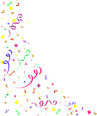 Confetti background with colorful serpentine ribbons.Vector illustration