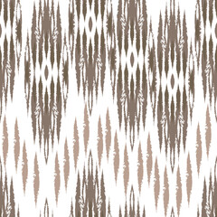 Ikat Ogee background - Ethnic folk Tribal Art seamless pattern. Abstract background for textile design, wallpaper, surface textures. Boho Style. ATLAS ADRAS ABAYAS