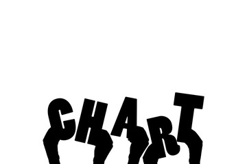 Digital png illustration of hands with chart text on transparent background