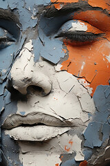 Fototapeta premium Portrait in studio of a Caucasian woman with artistic makeup or colored paint on her face
