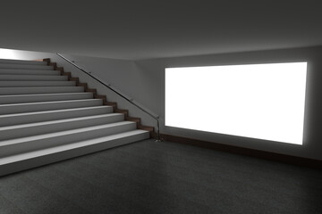 Digital png illustration of stairs and screen on transparent background
