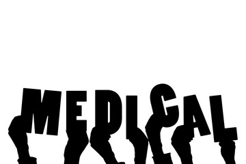 Obraz premium Digital png illustration of hands with medical text on transparent background
