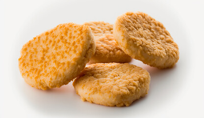 Commercial photography of chicken nuggets, white lighting, studio light