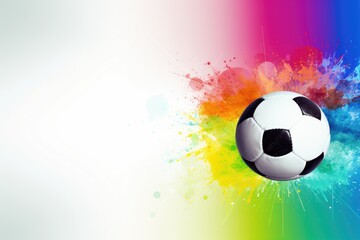 Fototapeta premium Soccer ball on bright colorful background