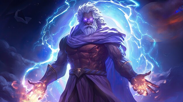 Eternal Cosmos: Kronos, the Time Titan, Surrounded by Galactic Swirls