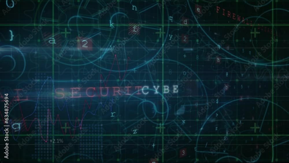 Poster animation of data processing over dark background