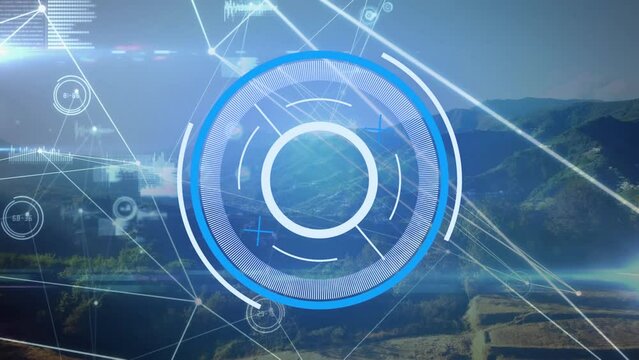 Animation of scope scanning data processing over landscape