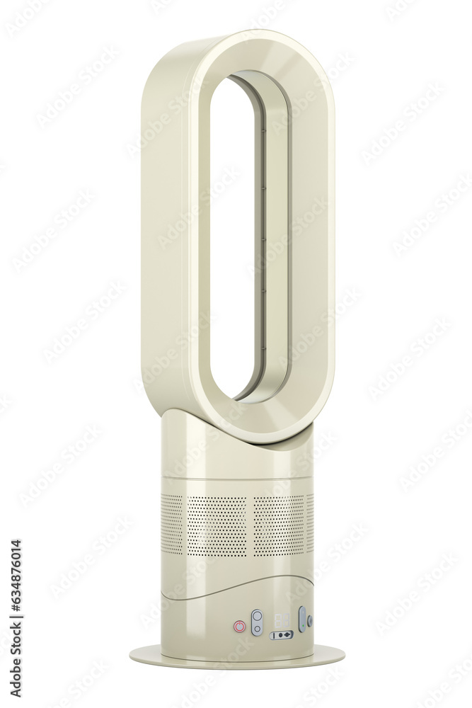 Poster bladeless air fan, front view. 3d rendering isolated on transparent background