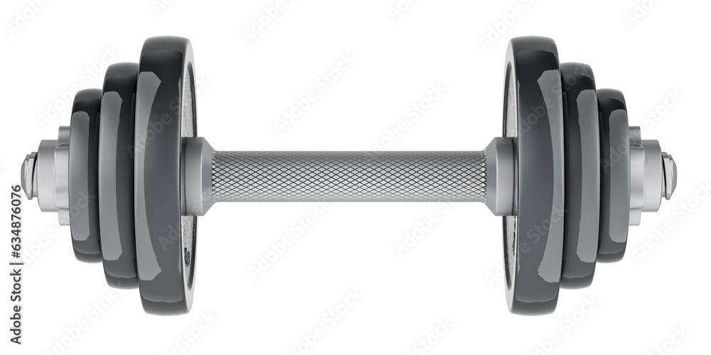 Aufkleber one dumbbell, 3d rendering isolated on transparent background
