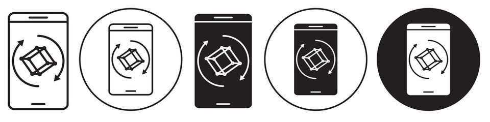 Prototype symbol Icon. mobile phone with outlined manufacturing model vector set. Logo of 3D visualization of technology through web app development