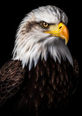 Animal portrait of a eagle on a dark background conceptual for frame