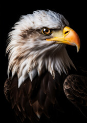 Animal portrait of an american eagle on a dark background conceptual for frame