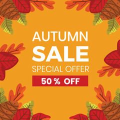 vector autumn sale background with leaves