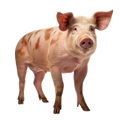Swine, full body 3/4  view, PNG, food production, Pork-themed, isolated, and transparent photorealistic illustration. Generative ai