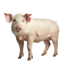 a  pig, 3/4 view facing left, full body in an Agricultural-themed, photorealistic illustration in a PNG, cutout, and isolated Generative AI