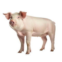 Fototapeta premium a pig, 3/4 view facing left, full body in an Agricultural-themed, photorealistic illustration in a PNG, cutout, and isolated Generative AI