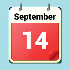 calendar vector drawing, date September 14 on the page