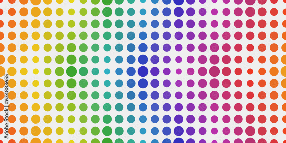 Poster rainbow pattern of dots, iridescent gradient. dotted rainbow seamless vector.