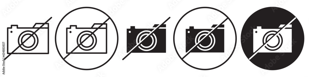 Poster no photo symbol icon. no permission to shoot any location on shutter frame of camera or through use 