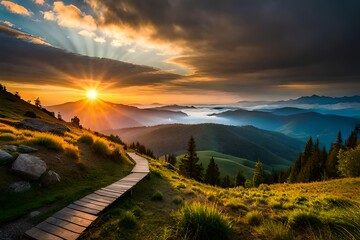 sunset over the mountains