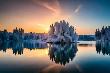 sunrise over the lake