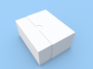 Sliding paper box on a blue background. 3d render illustration.