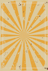 Retro Grunge Groovy Poster Template With Rays And Abrasions. Vector Lofi Illustration