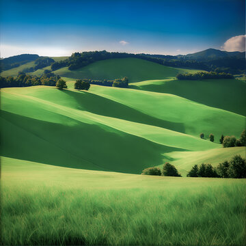 Tranquil countryside with rolling hills -- countryside, rolling hills, nature, rural, serene, peaceful, picturesque, bea