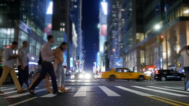 People Walking on Crowded Urban Road Traveling in Metropolis