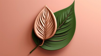 3d mockup leaf of tree and plant. Ecology, bio and natural products concept, Close up view of leaves composition, minimal style