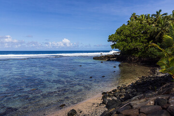 Beautiful landscape view of the National Park of American Samoa on the island of Tutuila.