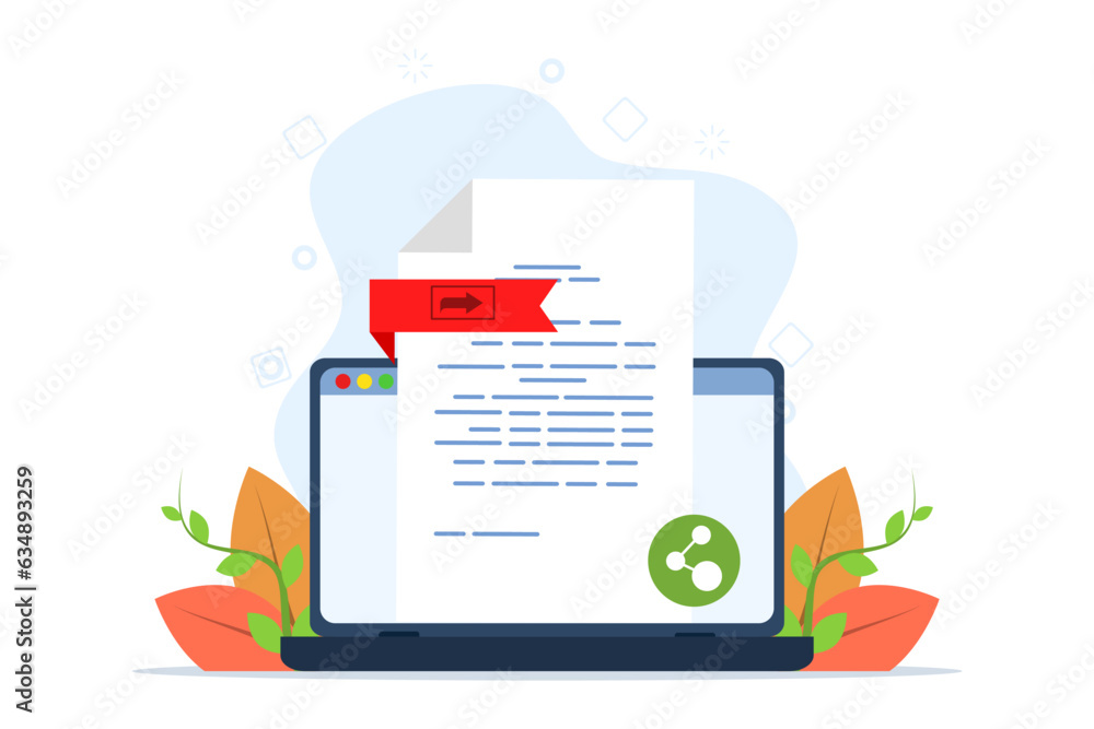 Poster concept of file sharing, file transfer, documentation transfer, cloud services, file management, ele
