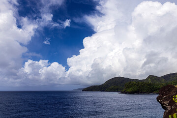 Beautiful landscape view of the National Park of American Samoa on the island of Tutuila.