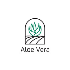 aloe vera minimalist line art icon logo illustration