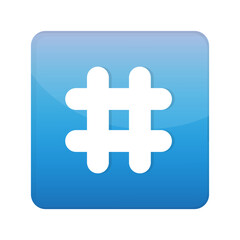 Blue square buttons for website or app Hashtag. Vector illustration. EPS 10.