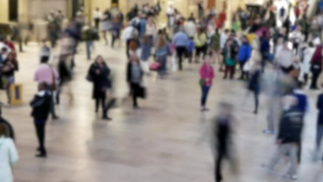 Pedestrians Commuting on Crowded Street in Rush Hour Traffic