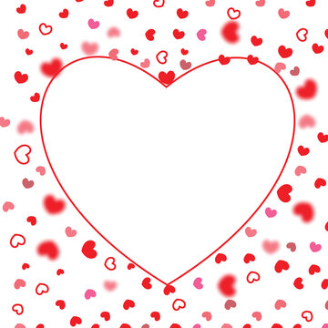 heart confetti of red falling hearts on a white background	
