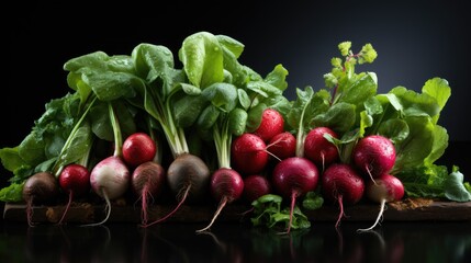 Image of vibrant radishes with their earthy roots.