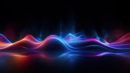 An illustration capturing the rhythmic impulses of an audio visualizer with bright lines of light. - obrazy, fototapety, plakaty