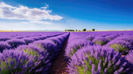 Image capturing the delicate beauty of a field of lavender in full bloom.